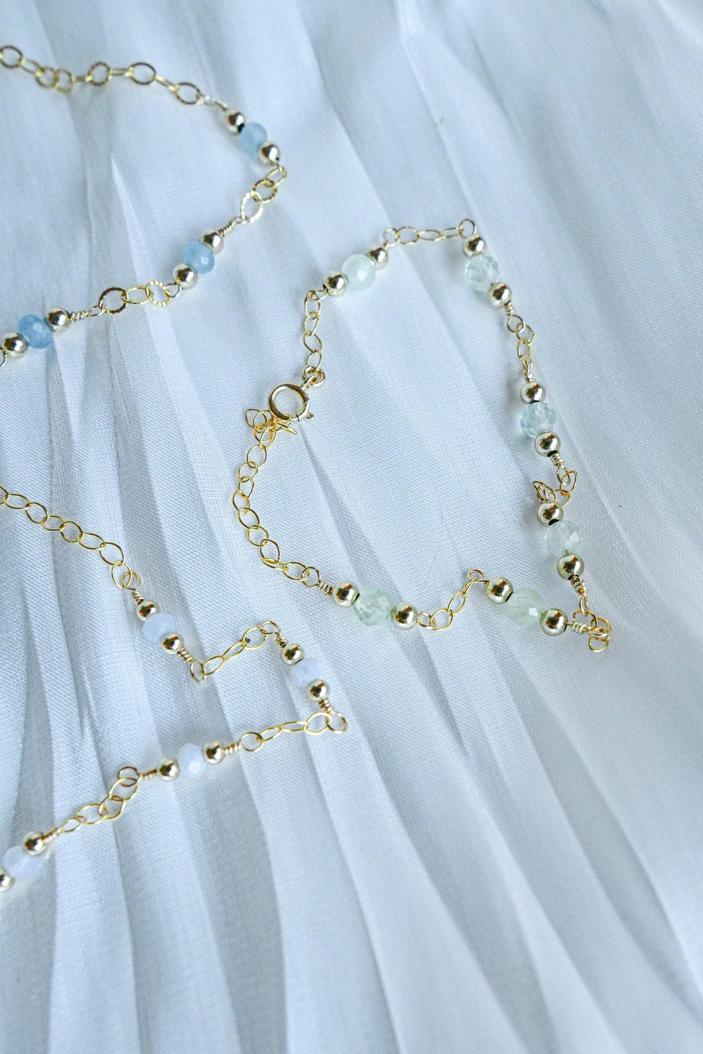 Gold Filled aquamarine gemstone bracelet (etsy image id: 7957617751)