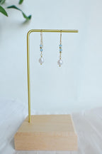 Gold Filled Prehnite earrings with white Keshi freshwater pearl (etsy image id: 7957649935)