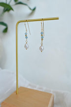 14k Gold Filled Aquamarine Gemstone Bracelet & Pearl Earrings Set (etsy image id: 7957652653)
