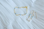 14k Gold Filled Aquamarine Gemstone Bracelet & Pearl Earrings Set (etsy image id: 7957652691)
