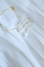 Gold Filled Chalcedomy earrings with white Keshi freshwater pearl (etsy image id: 7957672921)