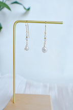 Gold Filled Chalcedomy earrings with white Keshi freshwater pearl (etsy image id: 7957673331)