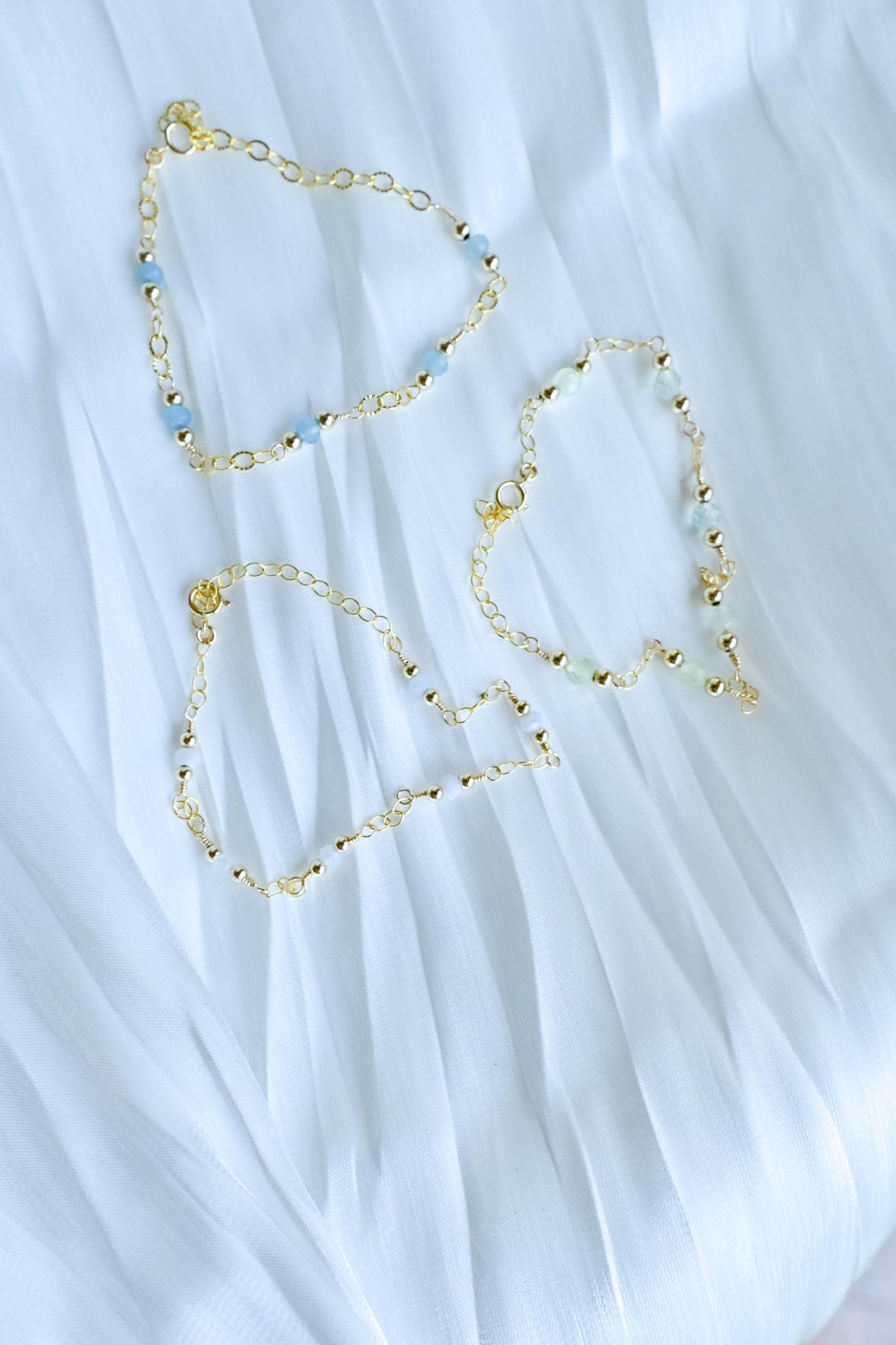 Gold Filled Chalcedomy gemstone bracelet (etsy image id: 7957677953)