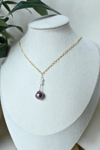 Purple Edison pearl and moonstone necklace on gold filled chain (etsy image id: 8055921907)